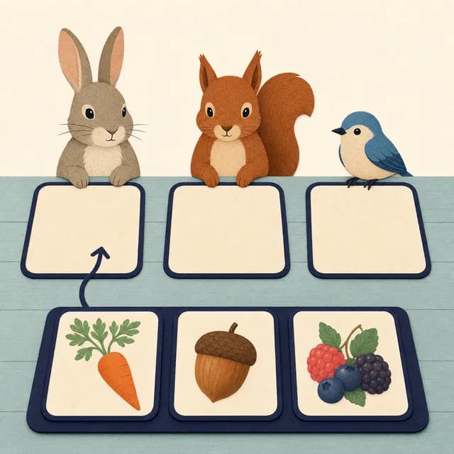 Feed the Friends. Match picture cards at a friendly shared table.