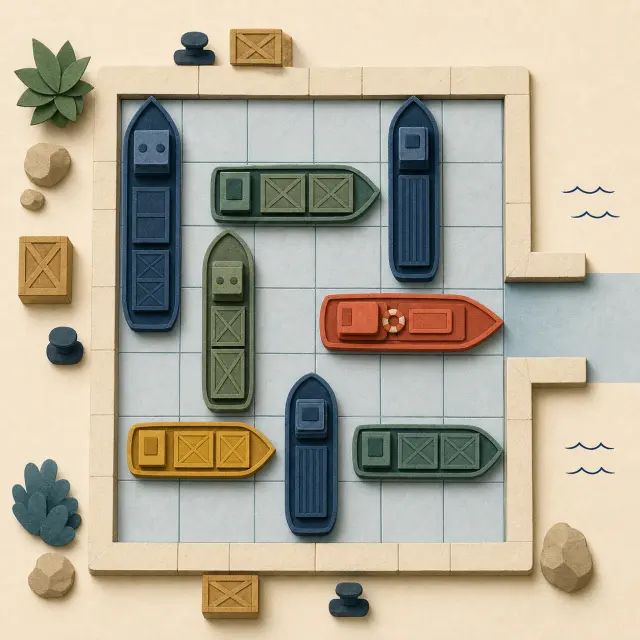 Harbor Unblock. Plan each slide and clear the delivery route.