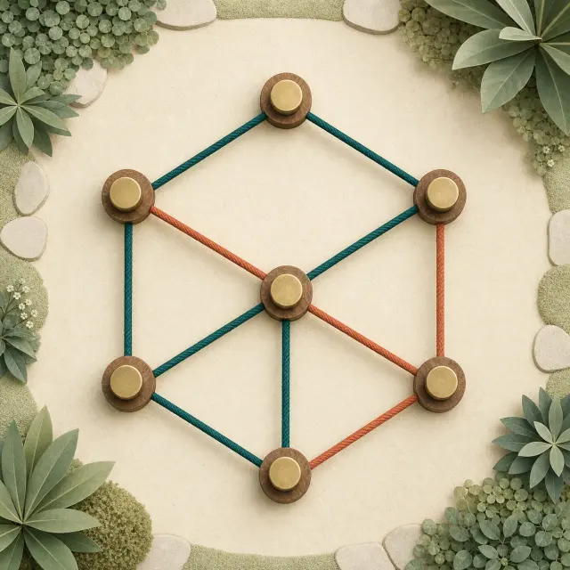 Knot Garden. Move the posts until every garden cord runs clear.