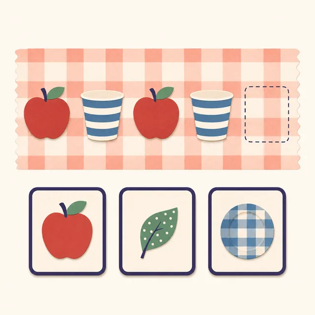 Pattern Picnic. Find the next item on the picnic cloth.