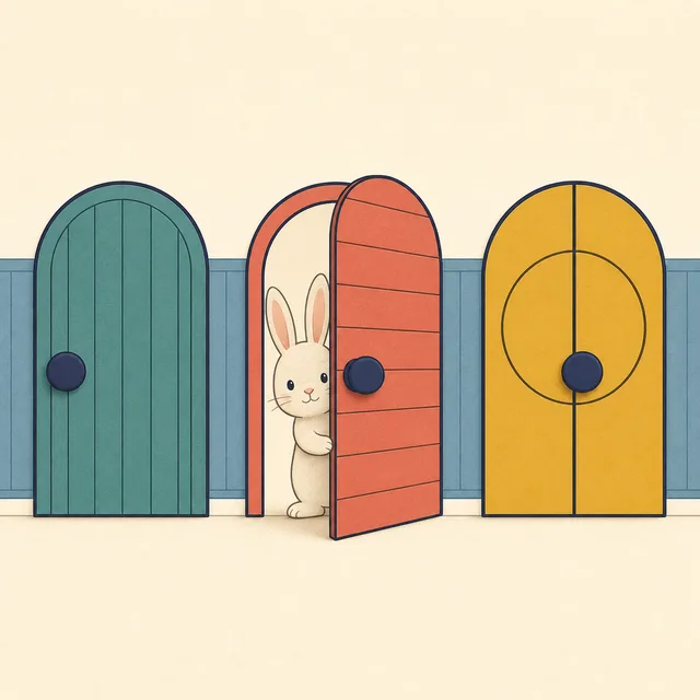 Peekaboo Doors. Open a door. Meet a familiar friend.