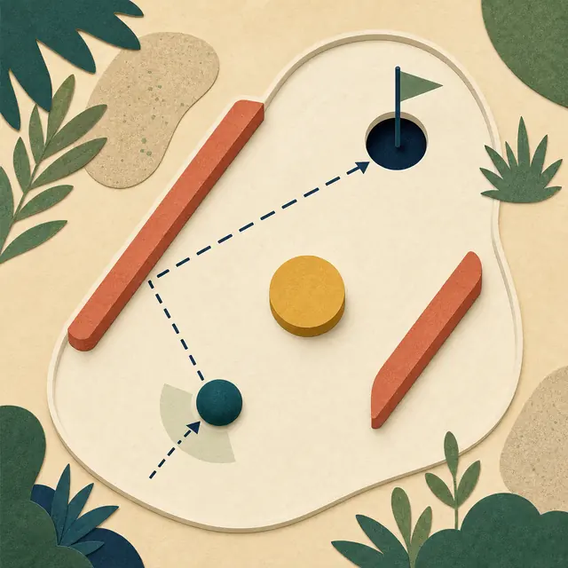 Pocket Putt. Aim, plan, and putt through tiny geometry courses.