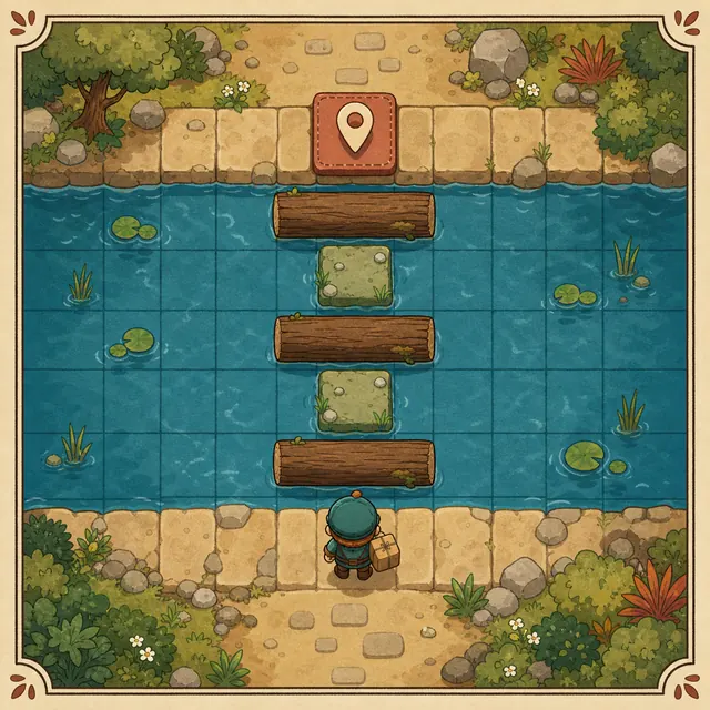River Parcel Rescue. Plan one safe river step at a time.