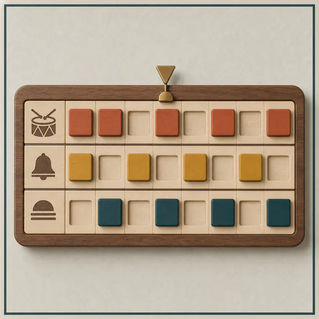 Sound Blocks. Build the visible loop, then hear the rows play.